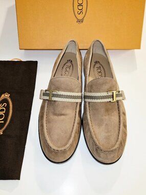 Tod's Suede T Logo Leather Loafers